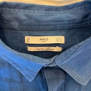 Mango 100% Linen Short Sleeve Button Down